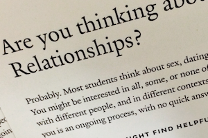 A paper containing thoughtful questions about relationships